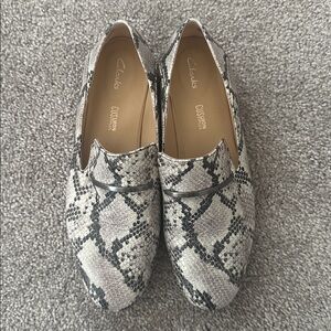 Clarks Snakeskin Pattern Loafers